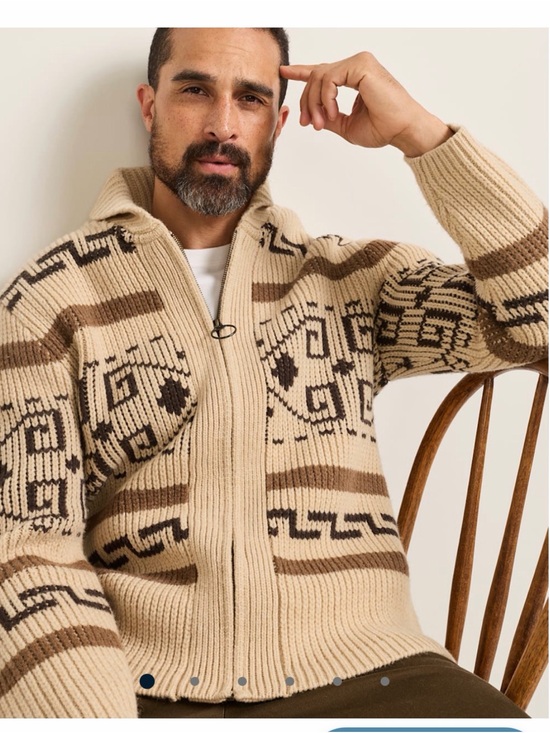 Pendleton Other - Pendleton Beige and Brown Geometric Zip-Up Sweater